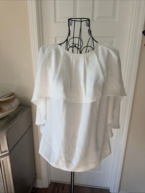 Escada White Layered Ruffle Blouse